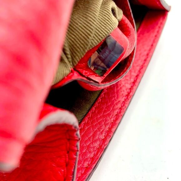 Auth Chloe Mini Marcie Tulip Red Crossbody Saddle Bag Preloved Excellent - Picture 7 of 16